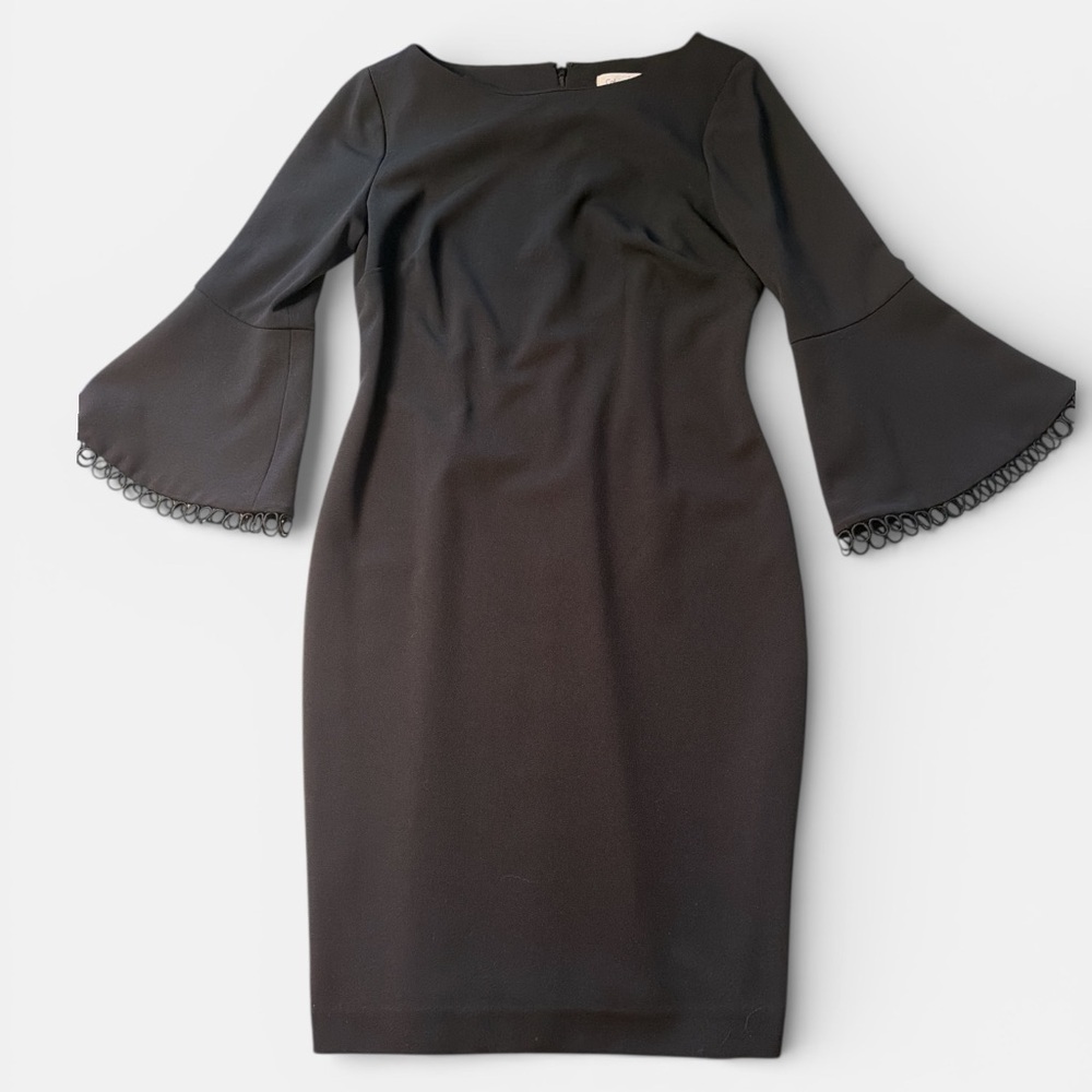 New without Tags Women's Calvin Klein Bell-Sleeve Sheath Dress Black Size 8 (P)